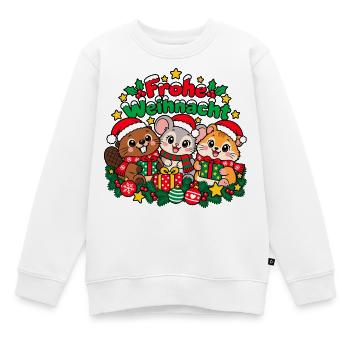 Frohe Weihnachten – Tiertrio - Kinder Premium Organic Sweatshirt - Weiß - Vorne - AI Model Kid Male (0cm)