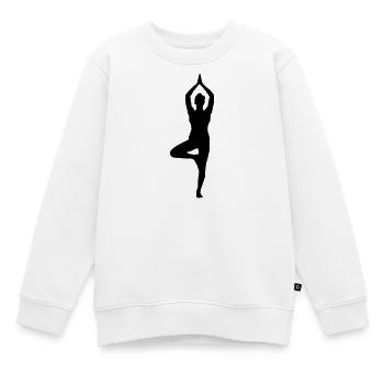 Yoga Silhouette  - Kinder Premium Organic Sweatshirt - Weiß - Vorne - AI Model Kid Male (0cm)
