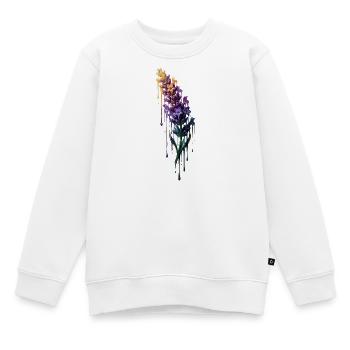 Lavendel mit tropfender Farbe - Kinder Premium Organic Sweatshirt - Weiß - Vorne - AI Model Kid Male (0cm)