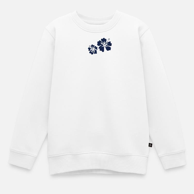 Hibiscus bleus - Sweat Premium enfant bio - blanc