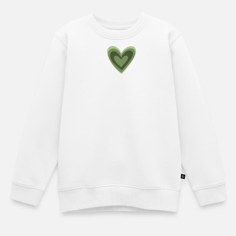 Cœur vert - Sweat Premium enfant bio - blanc