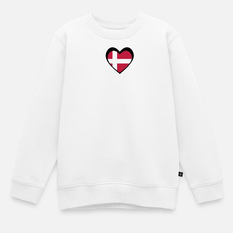 Danmark Sort Hjerte – Kærlighed til Danmark - Sweat Premium enfant bio - blanc