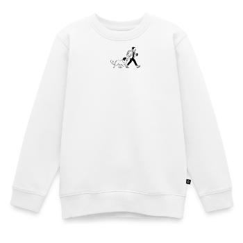 Wanderer with Dog – Design extérieur, art au trait - Sweat Premium enfant bio - blanc - Devant - AI Model Kid Male (0cm)