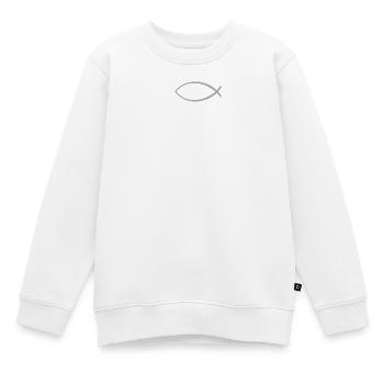 Ichtus poisson argent - Sweat Premium enfant bio - blanc - Devant - AI Model Kid Male (0cm)
