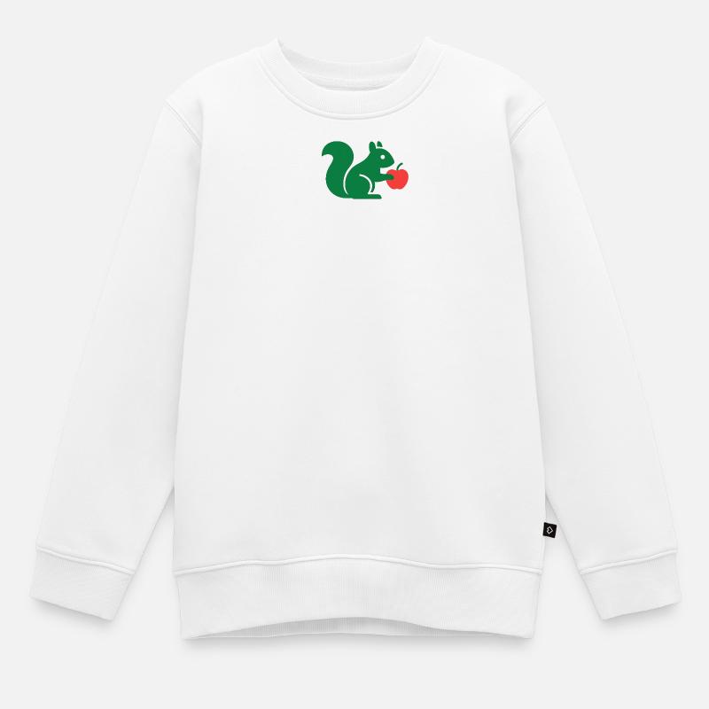 Écureuil vert à la pomme - Sweat Premium enfant bio - blanc