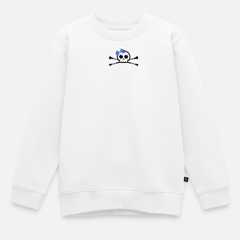 Cute Skull - Bleu - Sweat Premium enfant bio - blanc