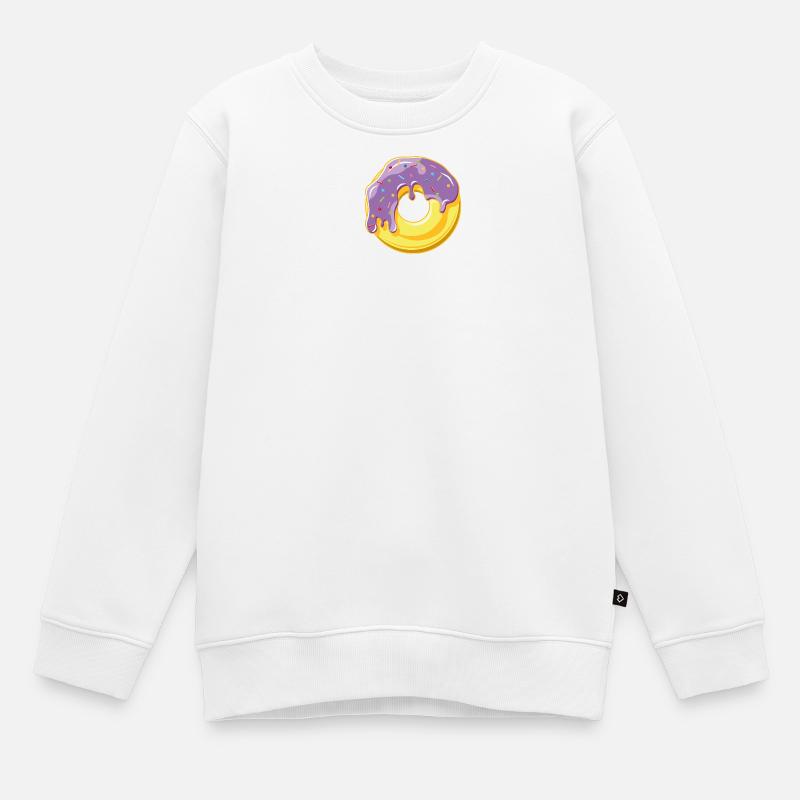 Donut avec glaçage violet et vermicelles colorées - Sweat Premium enfant bio - blanc
