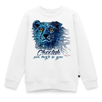 Flammes de lumière bleue néon guépard - Sweat Premium enfant bio - blanc - Devant - AI Model Kid Male (0cm)