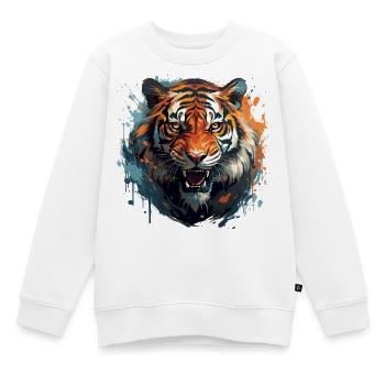 Tigre du Bengale – Zoo King Tiger Face - Sweat Premium enfant bio - blanc - Devant - AI Model Kid Male (0cm)