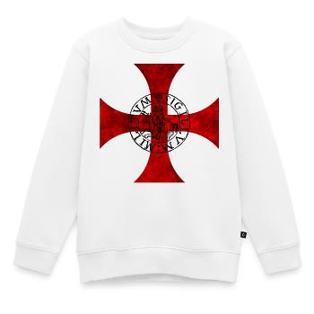 Croix templière – Croix pattée et sceau - Sweat Premium enfant bio - blanc - Devant - AI Model Kid Male (0cm)