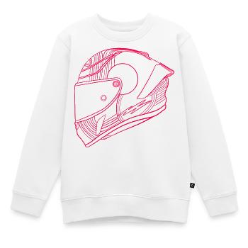Neon Pink Helm - Visier - Kinder Premium Organic Sweatshirt - Weiß - Vorne - AI Model Kid Male (0cm)