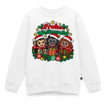 Weihnachts Affen - Kinder Premium Organic Sweatshirt - Weiß - Vorne - AI Model Kid Male (0cm)