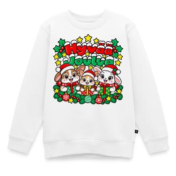Frohe Weihnachten Lächelnder Hase - Kinder Premium Organic Sweatshirt - Weiß - Vorne - AI Model Kid Male (0cm)