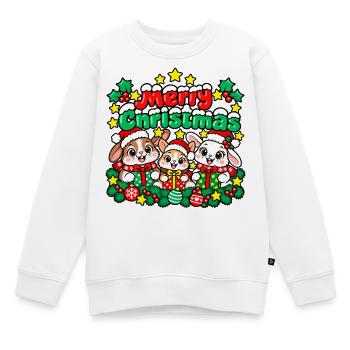 Freudiges Hasen-Weihnachten - Kinder Premium Organic Sweatshirt - Weiß - Vorne - AI Model Kid Male (0cm)
