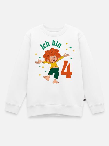 Pumuckl Ich Bin Vier Geburtstagsmotiv - Kinder Premium Organic Sweatshirt - Weiß
