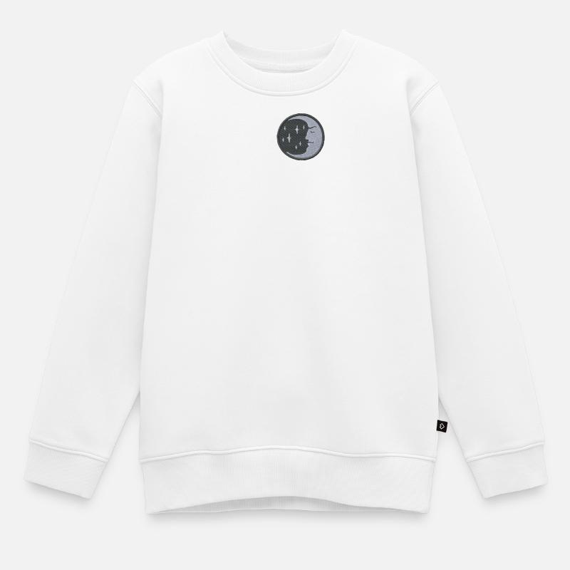 Lune brodée - Sweat Premium enfant bio - blanc