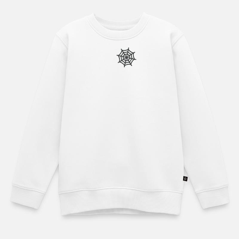 Embroidered spider web - Kids Premium Organic Sweatshirt - white