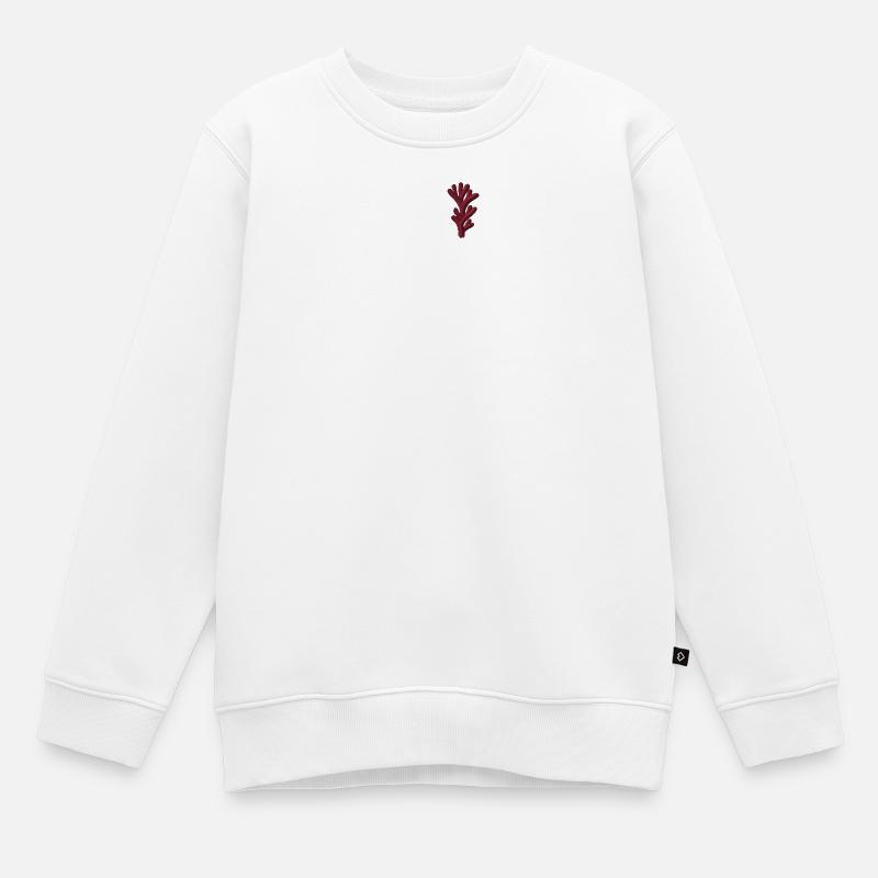 Corail brodé - Sweat Premium enfant bio - blanc