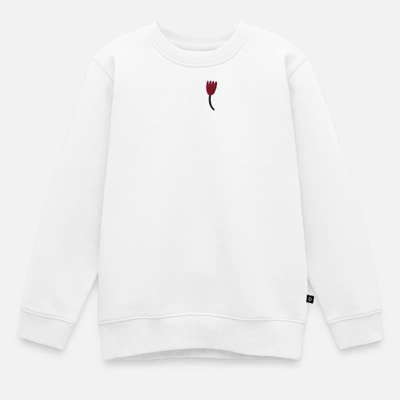 Tulpe bestickt - Kinder Premium Organic Sweatshirt - Weiß