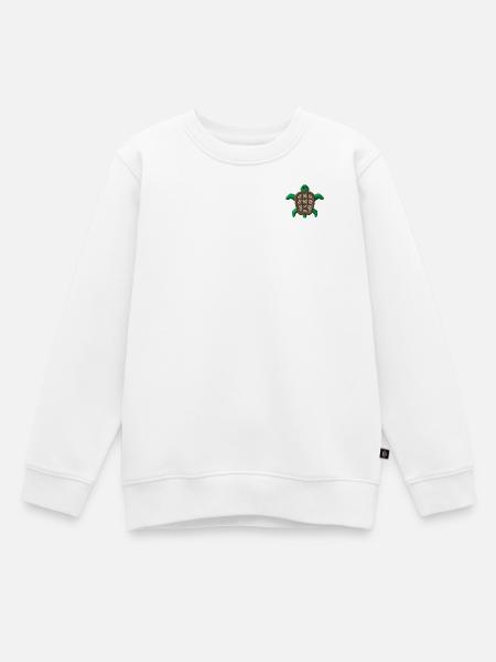 Schildkröte bestickt - Kinder Premium Organic Sweatshirt - Weiß