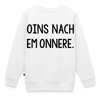 Oins nach em onnere Badisch Dialekt - Kinder Premium Organic Sweatshirt - Weiß - Hinten - AI Model Kid Male (0cm)