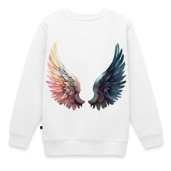 Artistic Rainbow Wings - Kids Premium Organic Sweatshirt - white - Back - AI Model Kid Male (0cm)