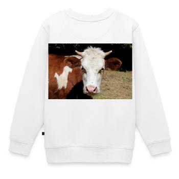 Kuh Poster - Kinder Premium Organic Sweatshirt - Weiß - Hinten - AI Model Kid Male (0cm)