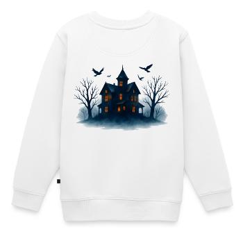 Blaues Spukhaus im Mondlicht - Kinder Premium Organic Sweatshirt - Weiß - Hinten - AI Model Kid Male (0cm)