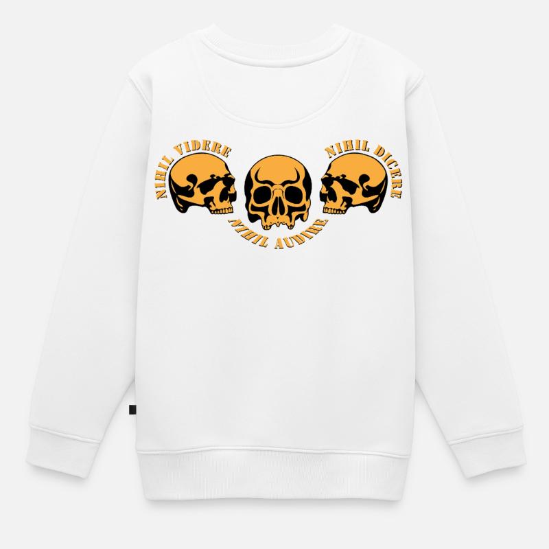 Trois Crânes – Trio Crâne - Sweat Premium enfant bio - blanc