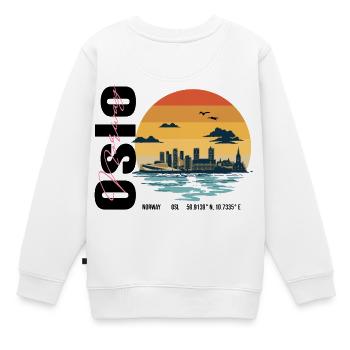 Oslo Skyline Silhouette - Kids Premium Organic Sweatshirt - white - Back - AI Model Kid Male (0cm)