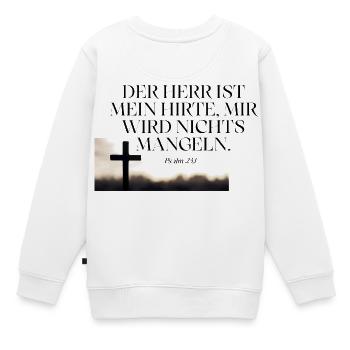 Psalm 23 Hirte Vertrauen Kreuz - Kinder Premium Organic Sweatshirt - Weiß - Hinten - AI Model Kid Male (0cm)