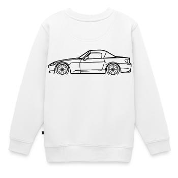 S2000 Line Silhouette – High‑Rev JDM Art - Kinder Premium Organic Sweatshirt - Weiß - Hinten - AI Model Kid Male (0cm)