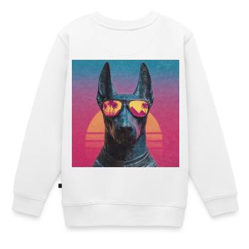 Anubis Synthwave - Dieu en vacances - Sweat Premium enfant bio - blanc - Dos - AI Model Kid Male (0cm)