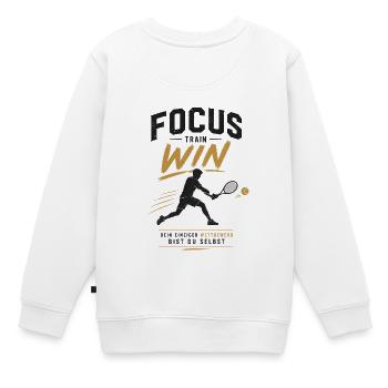 Fokus Train Win Tennis Design - Kinder Premium Organic Sweatshirt - Weiß - Hinten - AI Model Kid Male (0cm)