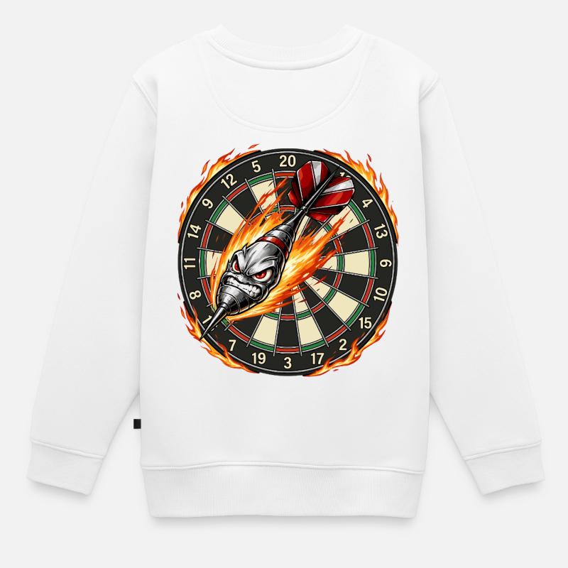 Flèche enflammée rencontre la cible de fléchettes - Sweat Premium enfant bio - blanc