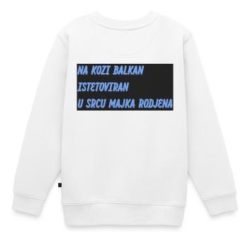 Balkan-Spruch in Blau auf Schwarz - Kinder Premium Organic Sweatshirt - Weiß - Hinten - AI Model Kid Male (0cm)