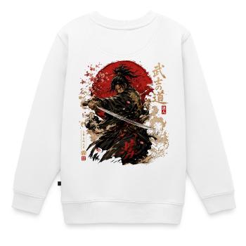 Samurai – Japan Warrior Streetwear Design - Kinder Premium Organic Sweatshirt - Weiß - Hinten - AI Model Kid Male (0cm)