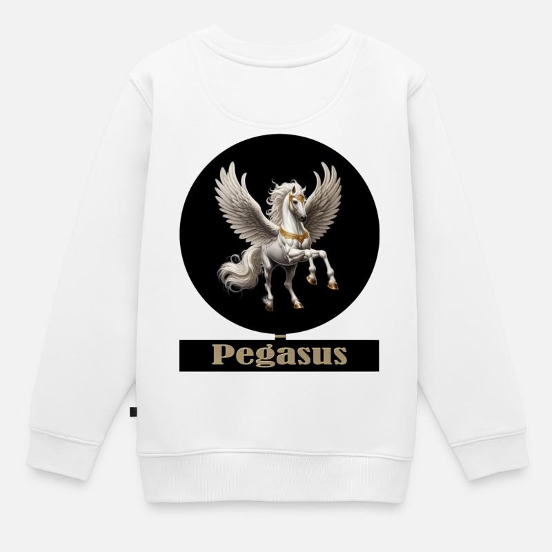 Pégase Cheval Ailé Majesté - Sweat Premium enfant bio - blanc