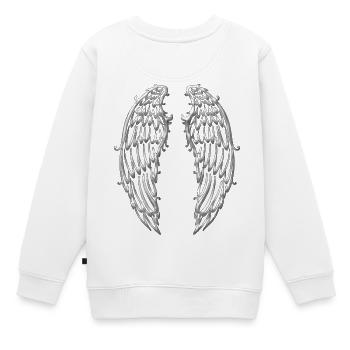 Grandes ailes, ailes d'ange, argent - Sweat Premium enfant bio - blanc - Dos - AI Model Kid Male (0cm)