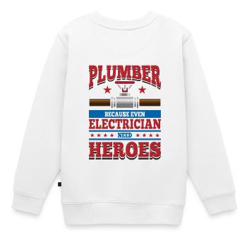 Klempner - Kinder Premium Organic Sweatshirt - Weiß - Hinten - AI Model Kid Male (0cm)
