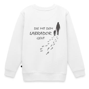 Die mit dem Labrador geht, Hundepfoten Labbi Gassi - Kinder Premium Organic Sweatshirt - Weiß - Hinten - AI Model Kid Male (0cm)