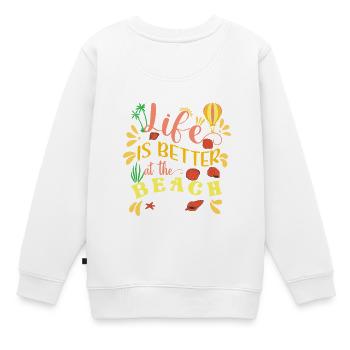 Lebensfreude am Strand Motiv - Kinder Premium Organic Sweatshirt - Weiß - Hinten - AI Model Kid Male (0cm)