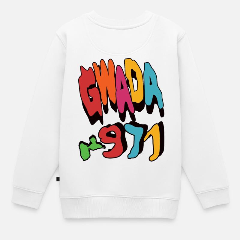 Gwada - Guadeloupe 971 Graffiti - Sweat Premium enfant bio - blanc