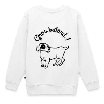Humour chien gros batard - Sweat Premium enfant bio - blanc - Dos - AI Model Kid Male (0cm)
