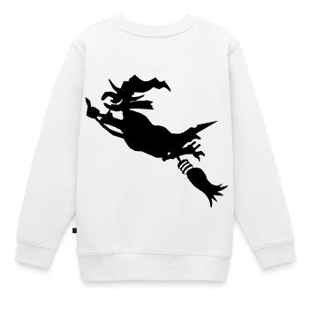 Sorcière avec un balai drôle - Sweat Premium enfant bio - blanc - Dos - AI Model Kid Male (0cm)
