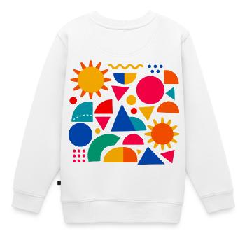 Geometrische Farbexplosion: Sonnige Formen - Kinder Premium Organic Sweatshirt - Weiß - Hinten - AI Model Kid Male (0cm)