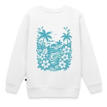Beach Tropische Lagune Silhouette - Kinder Premium Organic Sweatshirt - Weiß - Hinten - AI Model Kid Male (0cm)