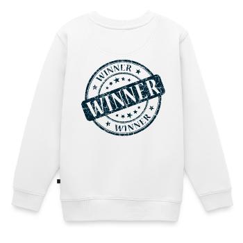 winner, gagnant, meilleur, gagnante, meilleure - Sweat Premium enfant bio - blanc - Dos - AI Model Kid Male (0cm)