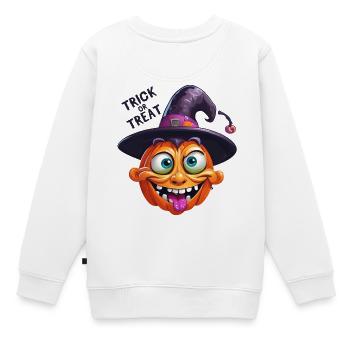 halloween, fêter halloween, happy halloween - Sweat Premium enfant bio - blanc - Dos - AI Model Kid Male (0cm)