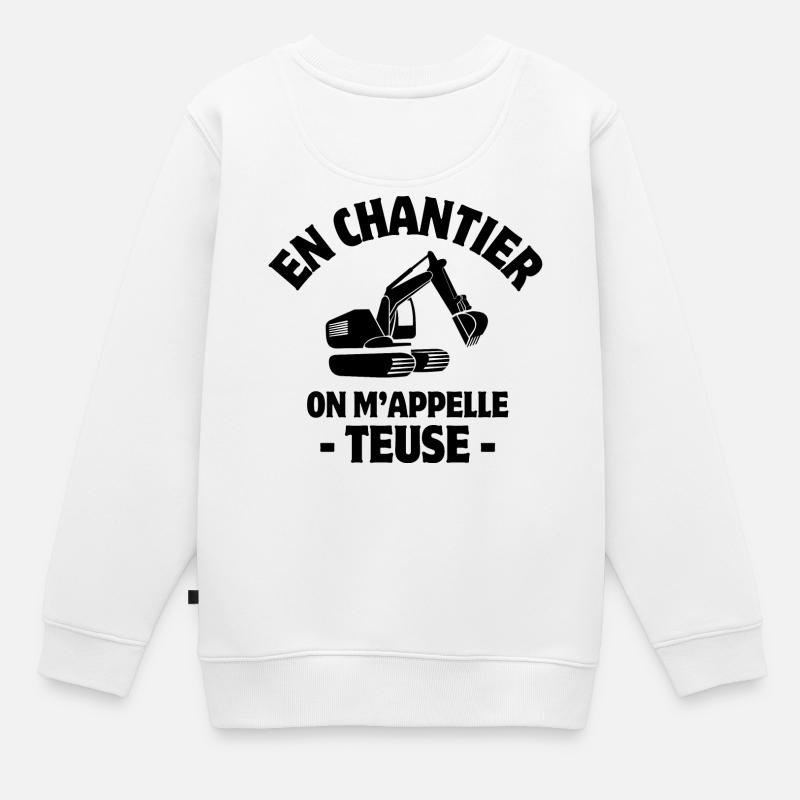 Bauleiter, Bagger, Baumaschine - Kinder Premium Organic Sweatshirt - Weiß
